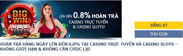 M88 hoàn trả hàng ngày lên đến 0.8% tại Casino trực tuyến và Casino Slots